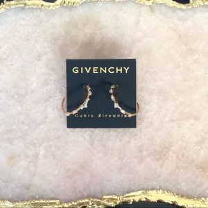 Givenchy Gold Crystal Minimalist Hoop Earrings